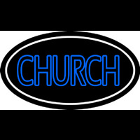 Blue Double Stroke Church Neonkyltti