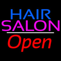 Blue Hair Salon Open White Line Neonkyltti