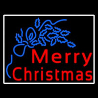 Blue Merry Christmas White Border Neonkyltti