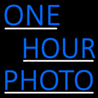 Blue One Hour Photo With Line Neonkyltti