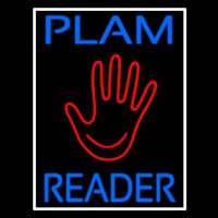 Blue Palm Reader White Border Neonkyltti