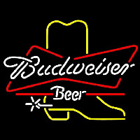 Budweiser Cowboy Boot Beer Sign Neonkyltti