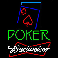 Budweiser Green Poker Red Heart Beer Sign Neonkyltti