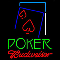 Budweiser Green Poker Red Heart Beer Sign Neonkyltti