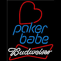 Budweiser Poker Girl Heart Babe Beer Sign Neonkyltti