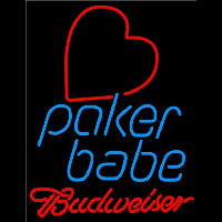 Budweiser Poker Girl Heart Babe Beer Sign Neonkyltti