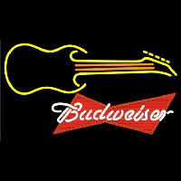 Budweiser Red Guitar Yellow Orange Beer Sign Neonkyltti