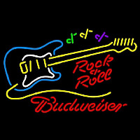 Budweiser Rock N Roll Yellow Guitar Beer Sign Neonkyltti