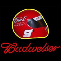 Budweiser Vintage Hascar Helmet7 Beer Sign Neonkyltti