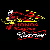 Budweiser White Honda Racing Woody Woodpecker Crf 250 450 Motorcycle Beer Sign Neonkyltti