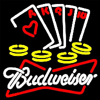 Budweiser White Poker Ace Series Beer Sign Neonkyltti