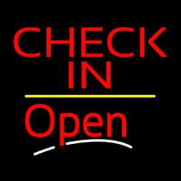 Check In Open Yellow Line Neonkyltti