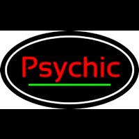 Cursive Red Psychic White Border With Green Line Neonkyltti