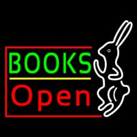 Green Books With Rabbit Logo Open Neonkyltti