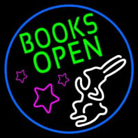 Green Books With Rabbit Logo Open Neonkyltti