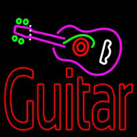 Guitar Logo In Turquoise Red Neonkyltti