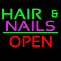 Hair And Nails Block Open Green Line Neonkyltti