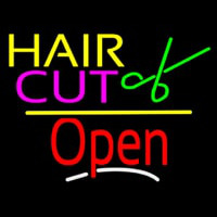 Hair Cut Logo Open Yellow Line Neonkyltti