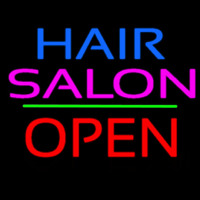 Hair Salon Block Open Green Line Neonkyltti