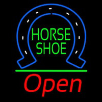 Horseshoe Open With Green Line Neonkyltti