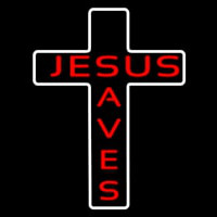 Jesus Saves White Cross Neonkyltti