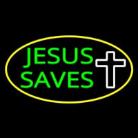 Jesus Saves White Cross With Border Neonkyltti