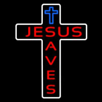 Jesus Saves With Cross Neonkyltti