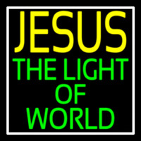 Jesus The Light Of World With Border Neonkyltti