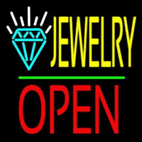 Jewelry Logo Block Open Green Line Neonkyltti