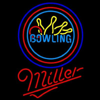 Miller Bowling Yellow Blue Beer Sign Neonkyltti