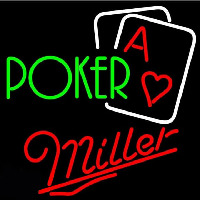 Miller Green Poker Beer Sign Neonkyltti