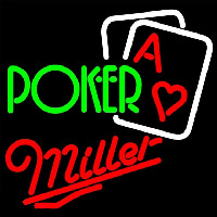 Miller Green Poker Beer Sign Neonkyltti