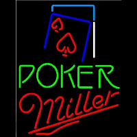 Miller Green Poker Red Heart Beer Sign Neonkyltti