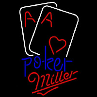 Miller Purple Lettering Red Heart White Cards Poker Beer Sign Neonkyltti