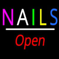 Multi Colored Nails Open White Line Neonkyltti