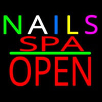 Multi Colored Nails Spa Block Open Green Line Neonkyltti