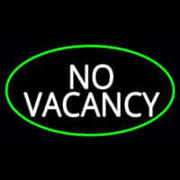 No Vacancy Oval Green Border Neonkyltti