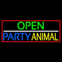 Open Party Animal With Red Border Neonkyltti