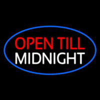 Open Till Midnight Oval Blue Neonkyltti