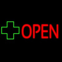 Open With Cross Logo Neonkyltti