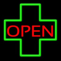 Open With Cross Logo Neonkyltti