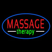 Oval Massage Therapy Blue Border Neonkyltti