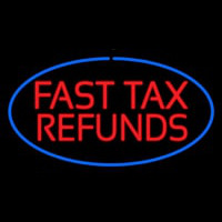 Oval Red Fast Ta  Refunds Blue Border Neonkyltti