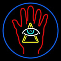 Palm With Eye Pyramid Neonkyltti