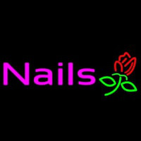 Pink Nails With Flower Logo Neonkyltti