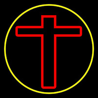 Red Christian Cross Neonkyltti