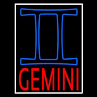 Red Gemini White Border Neonkyltti