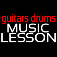 Red Guitar Drums White Music Lesson Neonkyltti