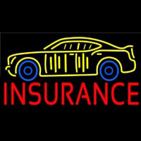 Red Insurance Yellow Car Logo Neonkyltti