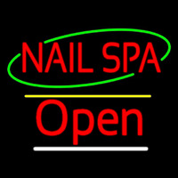 Red Nails Spa Open Yellow Line Neonkyltti